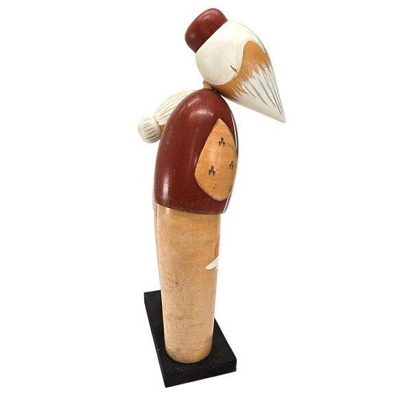 Japanese Kokeshi Wooden Dolls on Stand Grandfather and Grandaughter Crane JE381 - Picture 6 of 10